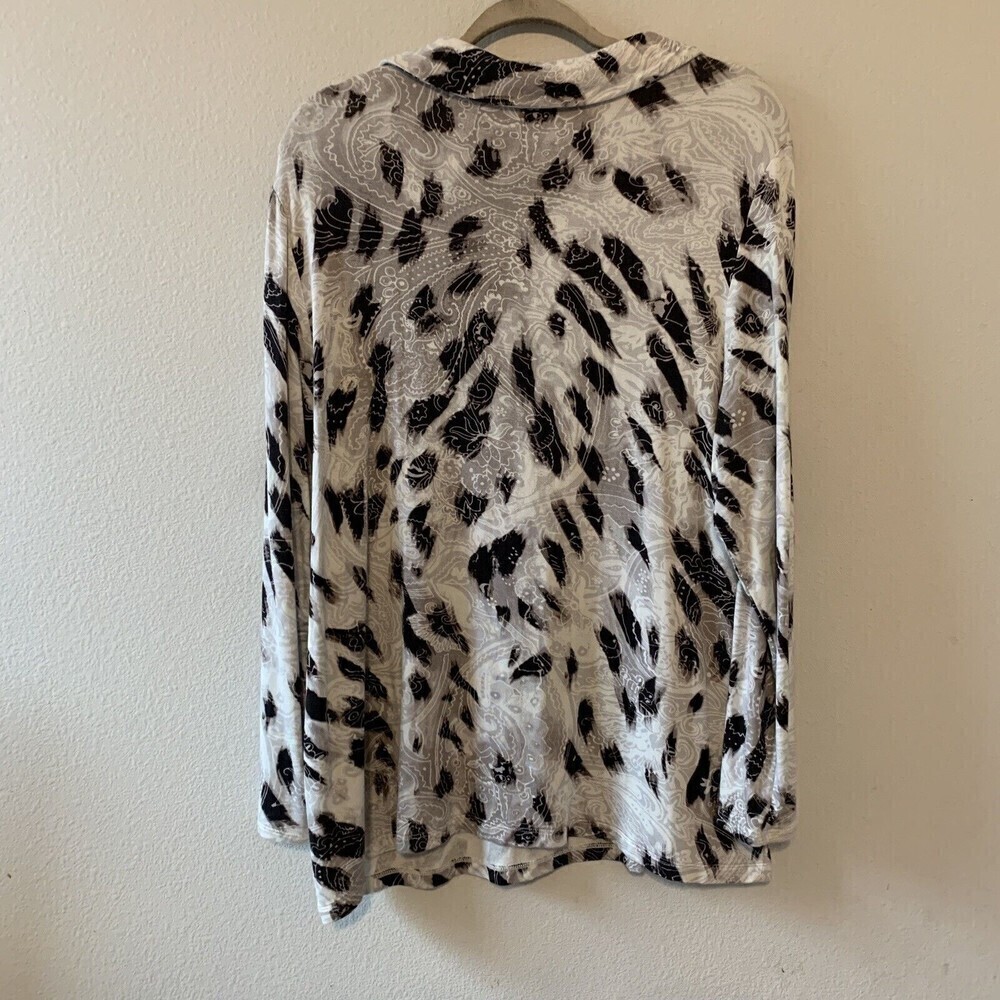 Chico's Womens Size Large Multicolor Printed Long Sleeve Stretch Blouse Top - Picture 3 of 6